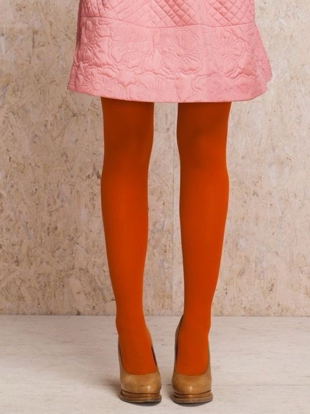 NWT Pamela Mann Rust Orange 50 Denier Tights One Size Made in Italy